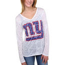 New York Giants Women's Sublime Burnout V-Neck Long Sleeve T-Shirt - White