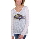 Baltimore Ravens Women's Sublime Burnout V-Neck Long Sleeve T-Shirt - White