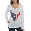 Houston Texans Women's Sublime Burnout V-Neck Long Sleeve T-Shirt - White