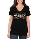 Cleveland Browns Historic Logo 5th & Ocean by New Era Women's Lounge V-Neck T-Shirt - Black