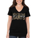 New Orleans Saints 5th & Ocean by New Era Women's Lounge V-Neck T-Shirt - Black