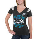Philadelphia Eagles 5th & Ocean by New Era Women's Tri-Blend V-Neck T-Shirt - Black