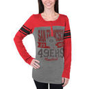 San Francisco 49ers 5th and Ocean by New Era Women's Tri-Blend Henley Long Sleeve T-Shirt - Gray
