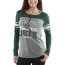 New York Jets 5th and Ocean by New Era Women's Tri-Blend Henley Long Sleeve T-Shirt - Gray