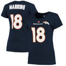 Peyton Manning Denver Broncos Majestic Women's Fair Catch V Name & Number T-Shirt - Navy Blue