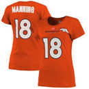 Peyton Manning Denver Broncos Majestic Women's Fair Catch V Name & Number T-Shirt - Orange