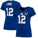 Andrew Luck Indianapolis Colts Majestic Women's Fair Catch V Name & Number T-Shirt - Royal Blue