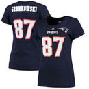 Rob Gronkowski New England Patriots Majestic Women's Fair Catch V Name & Number T-Shirt - Navy Blue