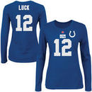 Andrew Luck Indianapolis Colts Majestic Womens Fair Catch V Name and Number Long Sleeve T-Shirt - Royal Blue