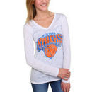New York Knicks Women's Sublime Burnout V-Neck Long Sleeve T-Shirt - White