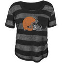 Cleveland Browns Historic Logo Juniors Bolder Burnout T-Shirt - Black