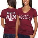 Texas A&M Aggies Women's Slab Serif Tri-Blend V-Neck T-Shirt - Maroon