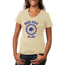 Boise State Broncos Women's Old-School Seal Tri-Blend V-Neck T-Shirt - White