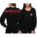 San Diego State Aztecs Women's Pom Pom Jersey Oversized Long Sleeve T-Shirt - Black