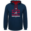 Atlanta Braves Majestic Authentic Team Property On-Field Colorblock Therma Base Hoodie - Navy