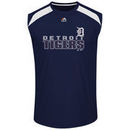 Detroit Tigers Majestic Quick Pitch Sleeveless T-Shirt - Navy Blue