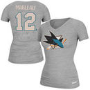 San Jose Sharks Patrick Marleau CCM Women's Name & Number Tri-Blend V-Neck T-Shirt - Ash