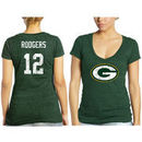 Aaron Rodgers Green Bay Packers Women's Tri-Blend Name & Number T-Shirt - Green