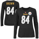 Antonio Brown Pittsburgh Steelers Majestic Women's Fair Catch Name & Number Long Sleeve T-Shirt - Black