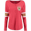 San Francisco 49ers 5th & Ocean by New Era Women's Mineral Wash Henley T-Shirt - Scarlet