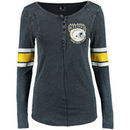 San Diego Chargers 5th & Ocean by New Era Women's Mineral Wash Henley T-Shirt - Navy