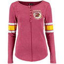 Washington Redskins 5th & Ocean by New Era Women's Mineral Wash Henley T-Shirt - Burgundy
