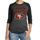 San Francisco 49ers Women's Huddle Up Three-Quarter Sleeve Tri-Blend T-Shirt - Black