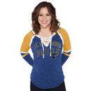 St. Louis Blues Touch by Alyssa Milano Women's Plus Sizes Backshot Lace-Up Long Sleeve T-Shirt - Royal/Gold