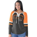 Philadelphia Flyers Touch by Alyssa Milano Women's Plus Sizes Backshot Lace-Up Long Sleeve T-Shirt - Black/Orange