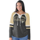 Pittsburgh Penguins Touch by Alyssa Milano Women's Plus Sizes Backshot Lace-Up Long Sleeve T-Shirt - Black/Gold