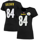 Antonio Brown Pittsburgh Steelers Majestic Women's Fair Catch V Name & Number T-Shirt - Black