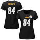 Antonio Brown Pittsburgh Steelers Majestic Women's Plus Size Fair Catch Name & Number T-Shirt - Black