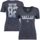 No. 82 Jason Witten Dallas Cowboys Women's Name & Number Tri-Blend V-Neck T-Shirt - Navy
