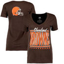 Cleveland Browns Women's 2-Hit Draw Play V-Neck T-Shirt - Brown