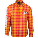 Kansas City Chiefs Wordmark Flannel Long Sleeve Button-Up - Red/