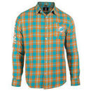 Miami Dolphins Wordmark Flannel Long Sleeve Button-Up - Aqua/