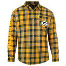 Green Bay Packers Wordmark Flannel Long Sleeve Button-Up - Green/
