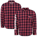 New England Patriots Wordmark Flannel Long Sleeve Button-Up - Navy/
