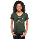 Ohio Bobcats Women's Classic Primary Tri-Blend V-Neck T-Shirt - Green