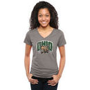 Ohio Bobcats Women's Classic Primary Tri-Blend V-Neck T-Shirt - Gray