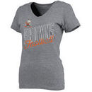 Cleveland Browns NFL Pro Line Women's Vintage Slant Tri-Blend V-Neck T-Shirt - Gray