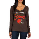 Cleveland Browns Women's Strong Side V-Neck Long Sleeve T-Shirt - Brown