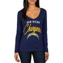 San Diego Chargers Women's Strong Side V-Neck Long Sleeve T-Shirt - Navy