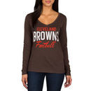 Cleveland Browns Women's Direct Snap V-Neck Long Sleeve T-Shirt - Brown
