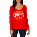 Kansas City Chiefs Women's Direct Snap V-Neck Long Sleeve T-Shirt - Red