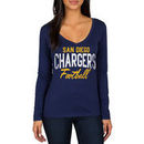San Diego Chargers Women's Direct Snap V-Neck Long Sleeve T-Shirt - Navy