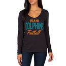 Miami Dolphins Women's Direct Snap V-Neck Long Sleeve T-Shirt - Black