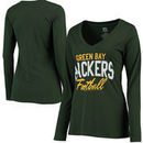 Green Bay Packers Women's Direct Snap V-Neck Long Sleeve T-Shirt - Green