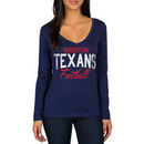 Houston Texans Women's Direct Snap V-Neck Long Sleeve T-Shirt - Navy