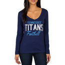 Tennessee Titans Women's Direct Snap V-Neck Long Sleeve T-Shirt - Navy